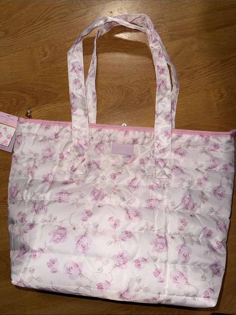 NWT LoveShackFancy x Yoobi x Target - Ribbon Rosa Quilted Tote Bag